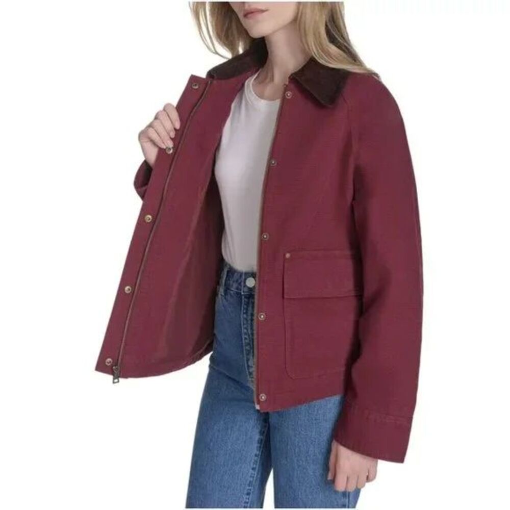 Levis Chore Jacket Womens Red Canvas Lightweight Utility Barn Jacket - Picture 5 of 7